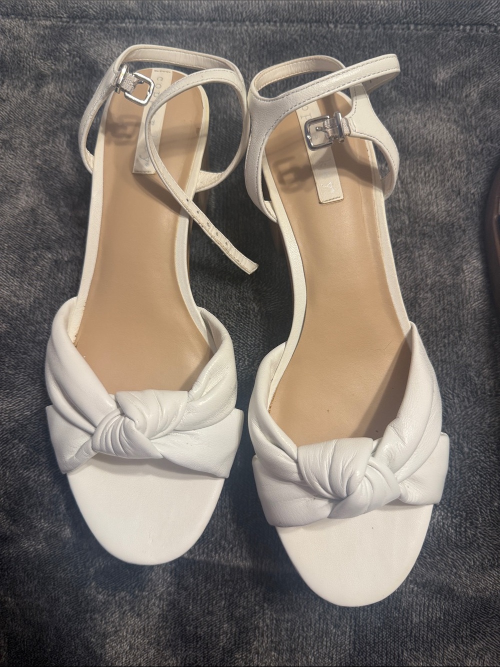 Copper Key White Knotted Ankle-Strap Sandals